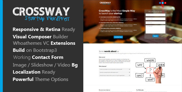 CrossWay v1.1.5 - Startup Landing Page Bootstrap WP Theme