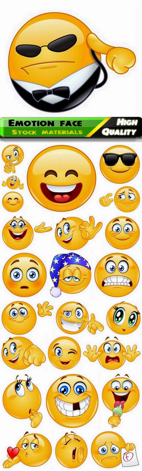 Yellow smiley with different emotion and funny face 2 - 25 Eps