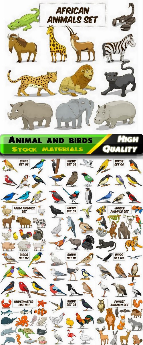 Variety of cartoon wild animal and cute birds - 13 Eps
