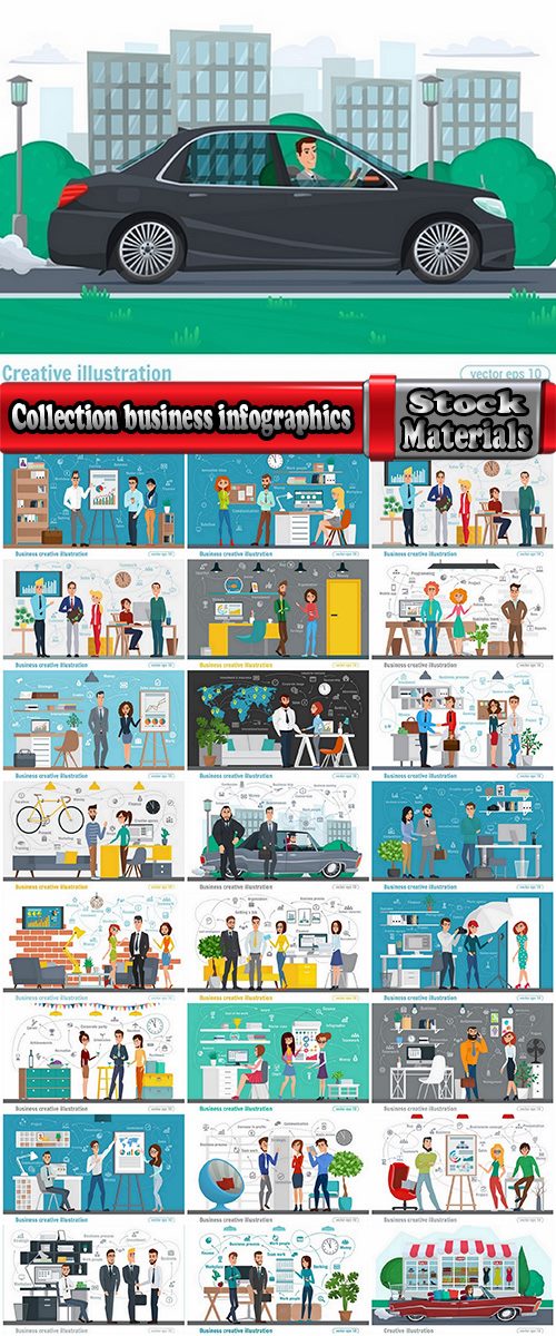 Collection business infographics work life sphere of activity a vector image 25 EPS