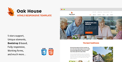 ThemeForest - Oak House v1.0 - Senior Care, Retirement, Rehabilitation Home HTML5 Template - 17803096