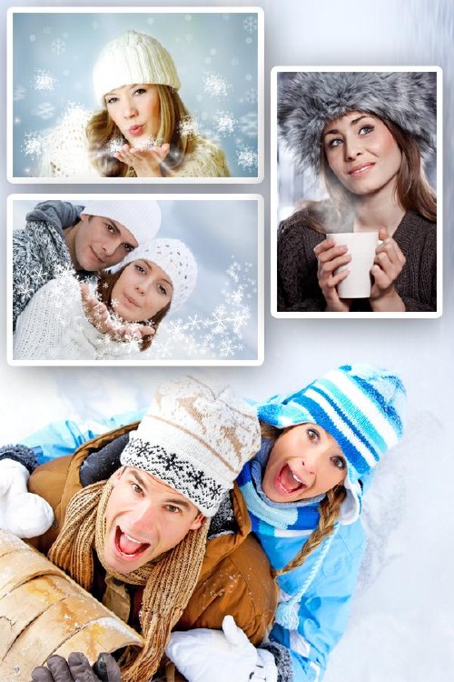 Девушки зимой (подборка растровых изображений)