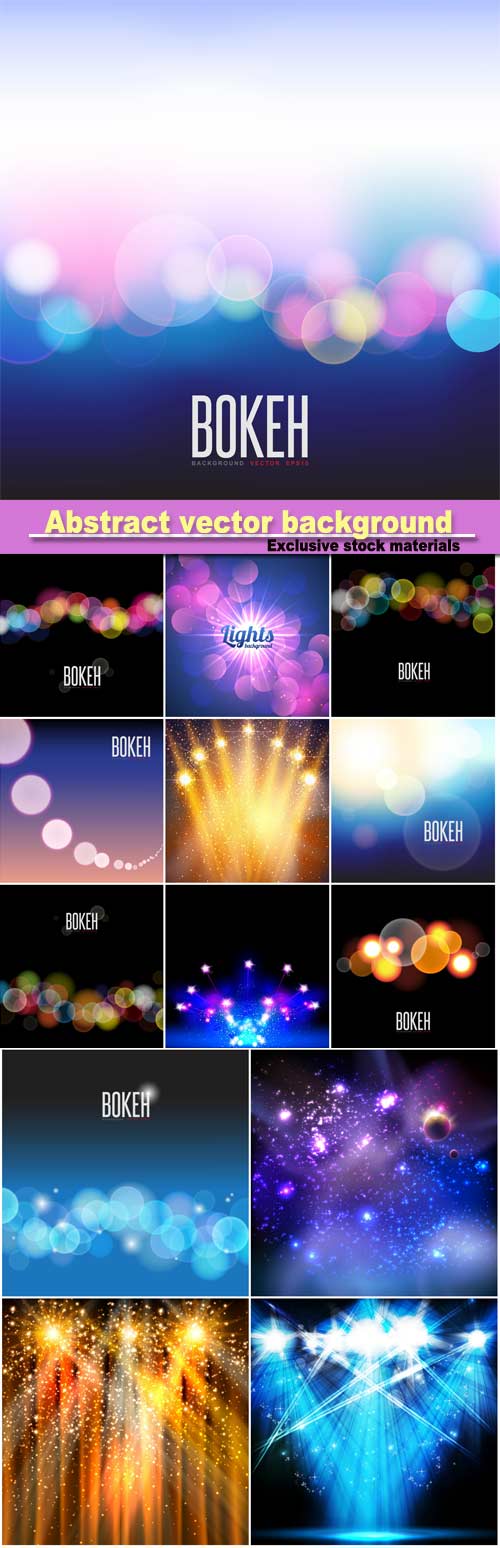 Abstract vector background and blurred lights on background with bokeh effect
