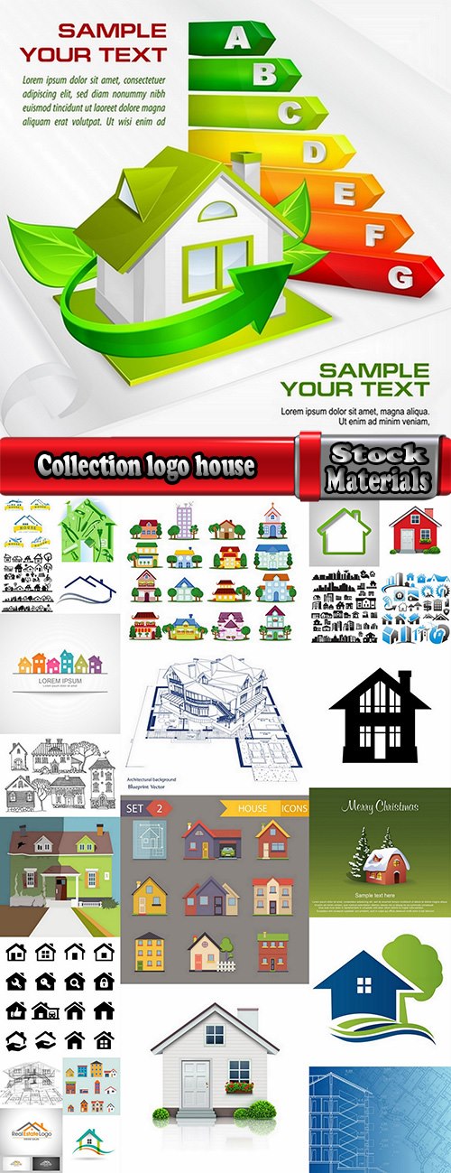 Collection logo house building corporation icon web design element site 7-25 EPS