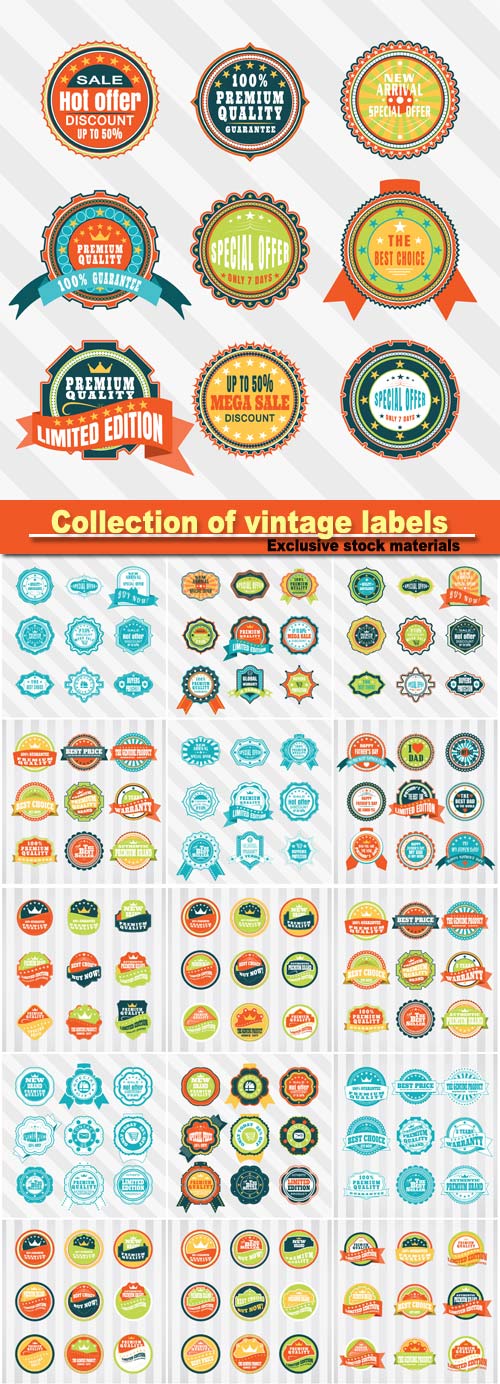 Vector collection of vintage labels
