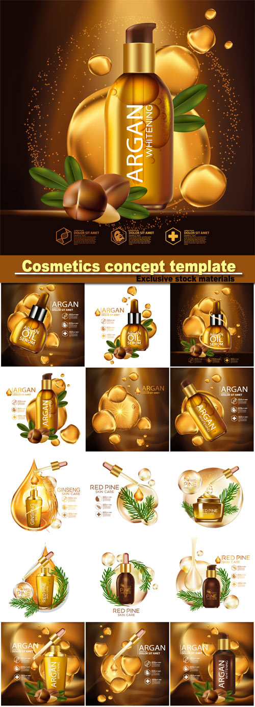 Argan oil serum, cosmetics concept template