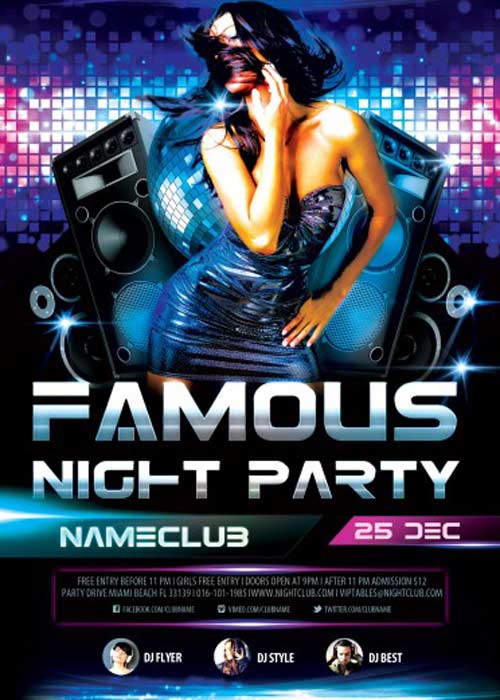 Famous Night Party V1 PSD Flyer Template with Facebook Cover