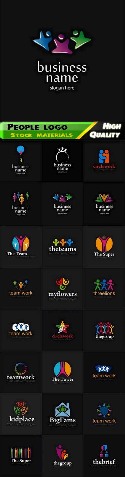 People group friendship teamwork leadership logo and emblem 25 Eps