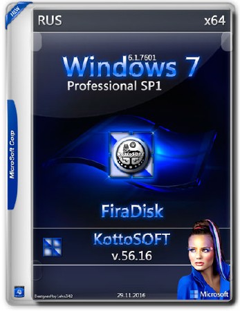 Windows 7 Professional SP1 x64 v.56.16 KottoSOFT FiraDisk (RUS/2016)