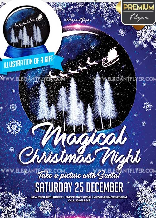 Magical Christmas Night Flyer PSD V3 Template + Facebook Cover