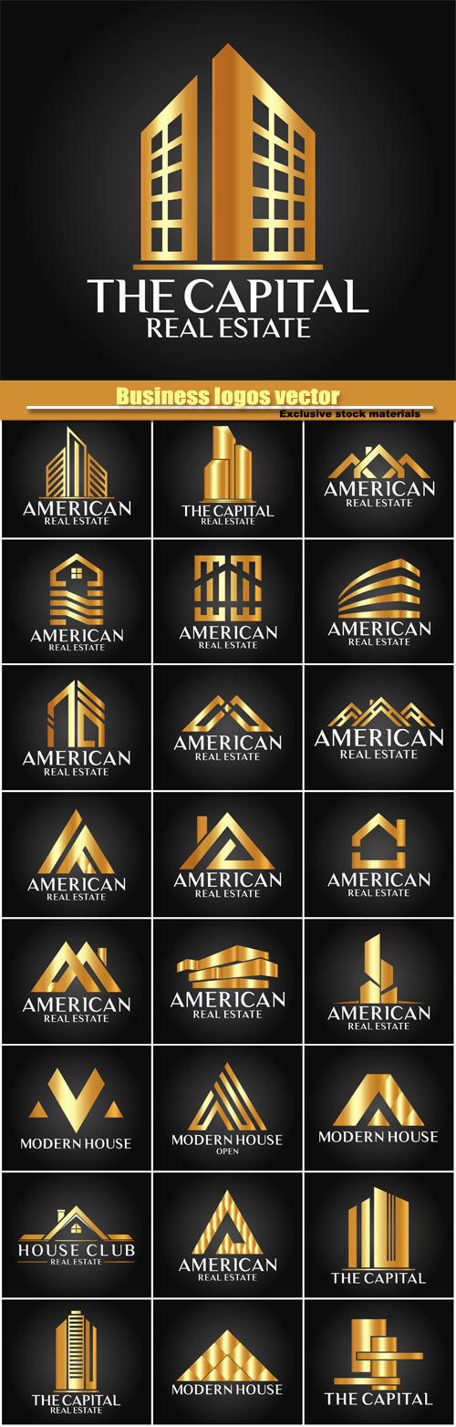 Business logos in vector gold elements