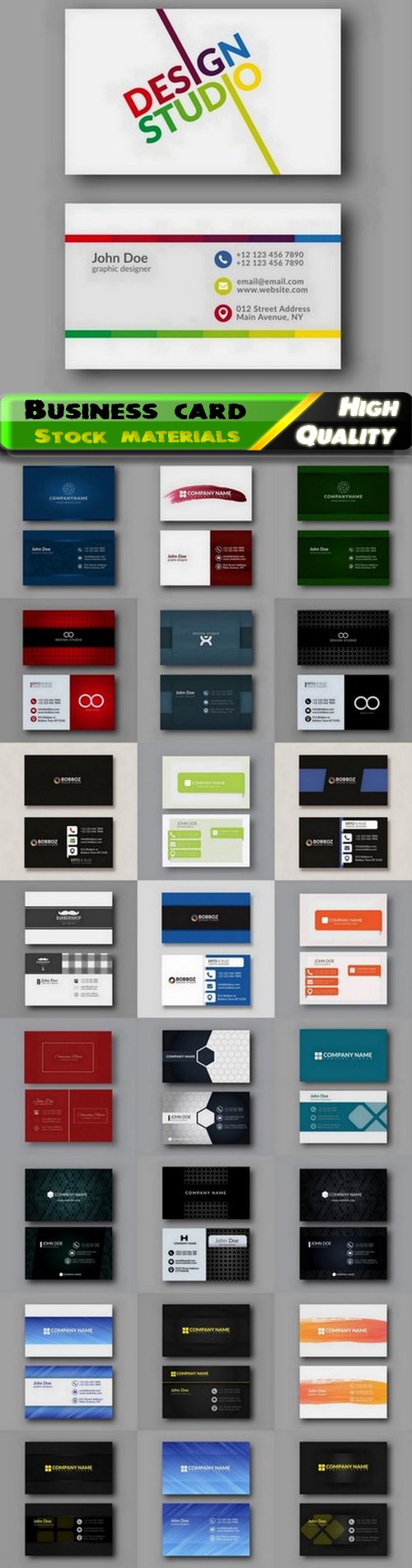 Simple business card brochure flyer with front and back side 25 Eps