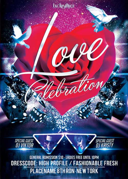 Love Celebration Club and Party Flyer PSD V2 Template