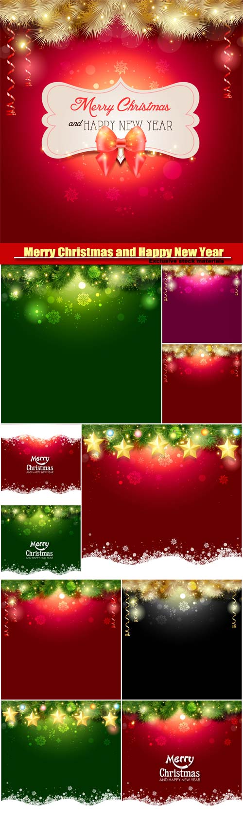 Merry Christmas and Happy New Year vector, background with a glowing effect