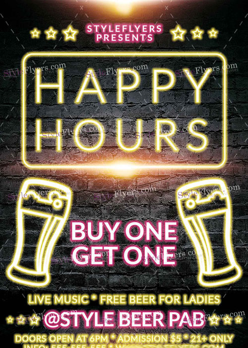 Happy Hours Beer PSD V5 Flyer Template