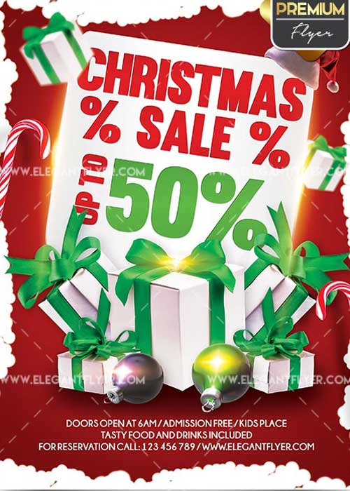 Christmas Sale Flyer PSD V17 Template + Facebook Cover