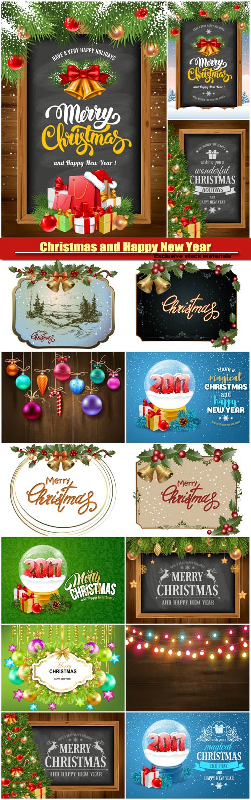 Christmas and Happy New Year, decorative elements, with Christmas decoratio ...