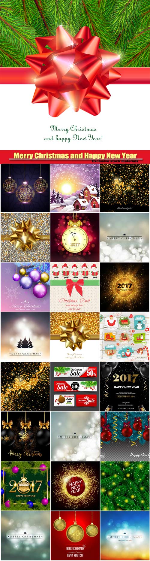 Merry Christmas and Happy New Year vector, festive background for greeting  ...